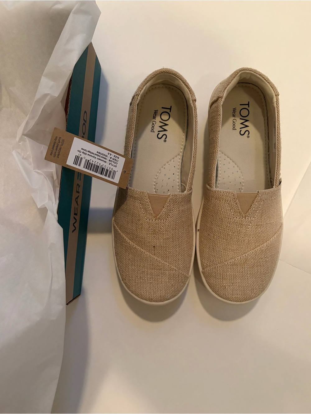 Toms Verona Slip On Natural Undyed Heritage New in box size 6.5 medium NWT - Picture 4 of 14